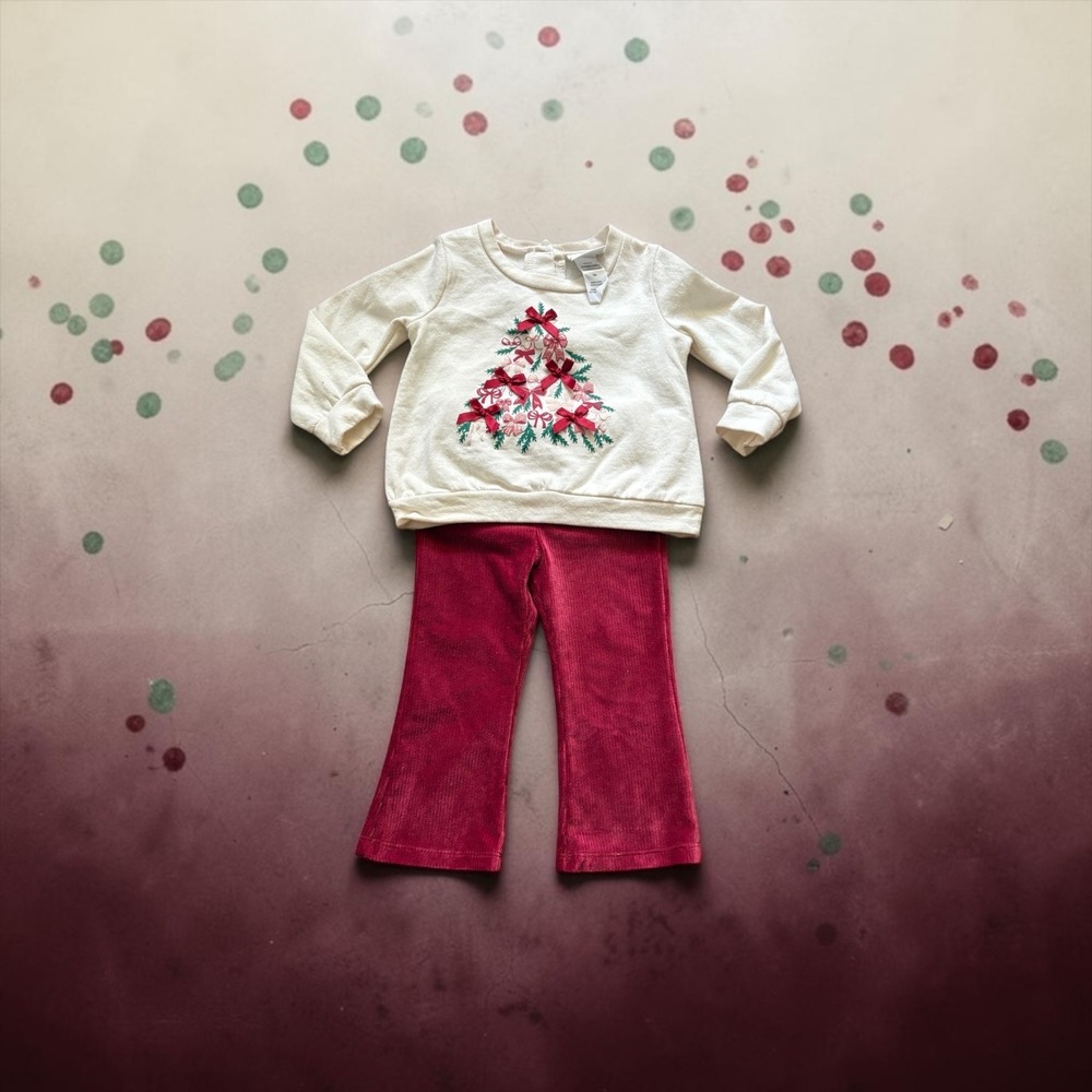 Nicole Miller New York Toddler Christmas Tree Sweatshirt Corduroy Pants Set